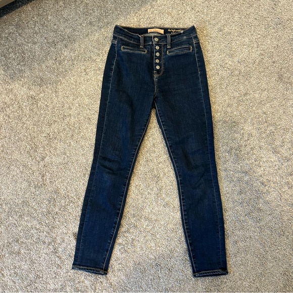 7 for All Mankind High Waist Ankle Skinny Jeans Button Fly SIZE 25 - Picture 2 of 8